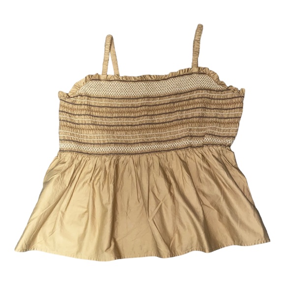 Old Navy Smocked Baby Doll Tan Tank Blouse Top | Size 3X - Picture 4 of 10